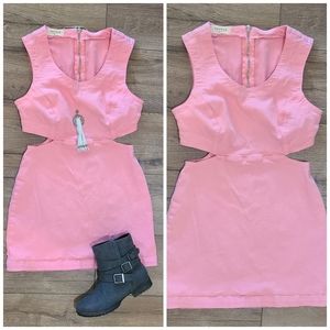 Gently Loved- PACSUN - Cute short pink stretch denim Cut-out dress - size Medium